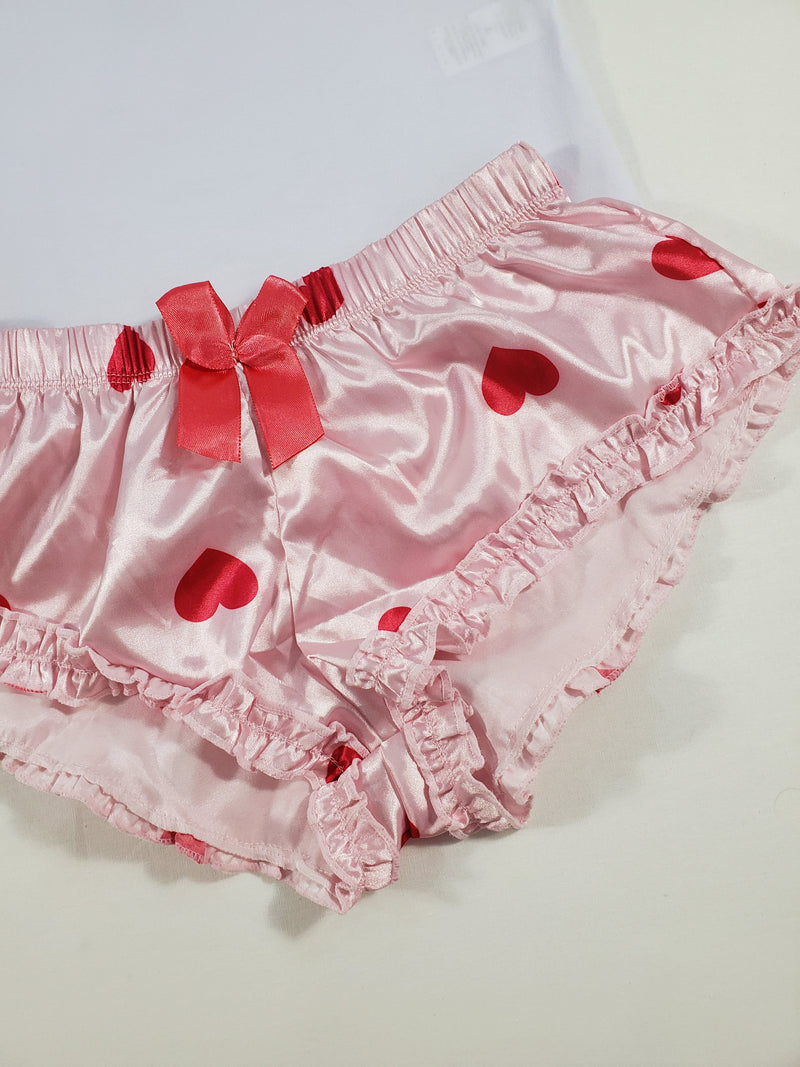 Light Pink Pajama Shorts with pink satin XOXO heart - Made with Love and  Kisses
