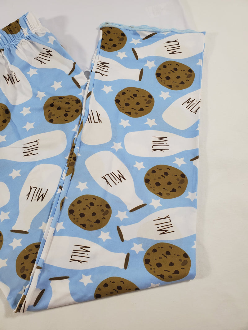 Women's Classic pajama set blue pants milk and cookies theme white blouse - Princess Pajamas