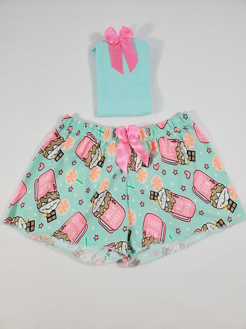 Women's Jade Classic pajamas shorts milk shake and candy theme jade blouse - Princess Pajamas