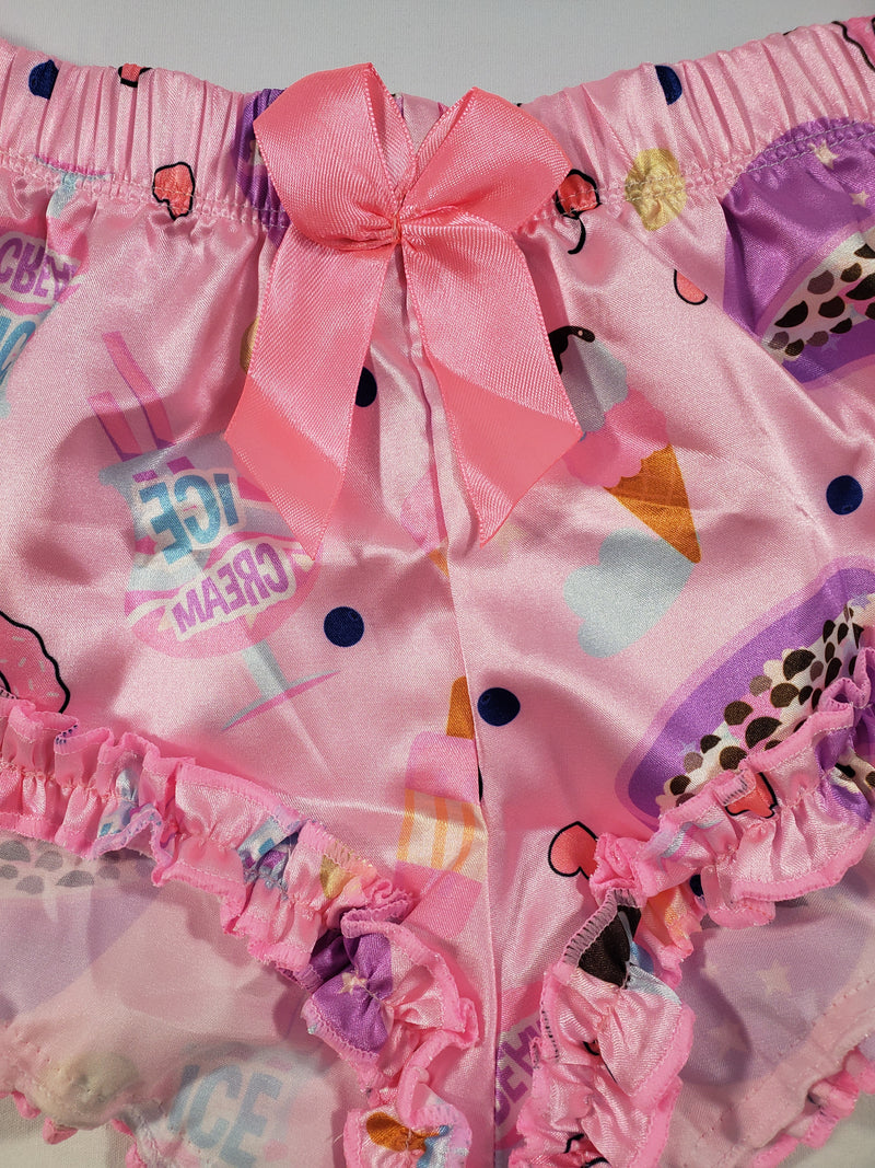 Pajama sexy pink satin shorts white blouse shop Princess Pajamas